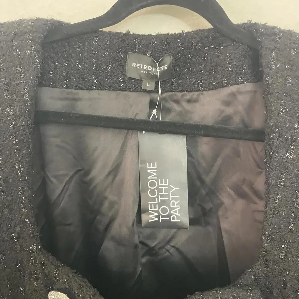 Retrofete Noreen Dress black tweed tweed size L NWT $478msrp - Picture 6 of 10